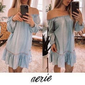 Aerie | Off the Shoulder Flowy Beach Over Up Dress
